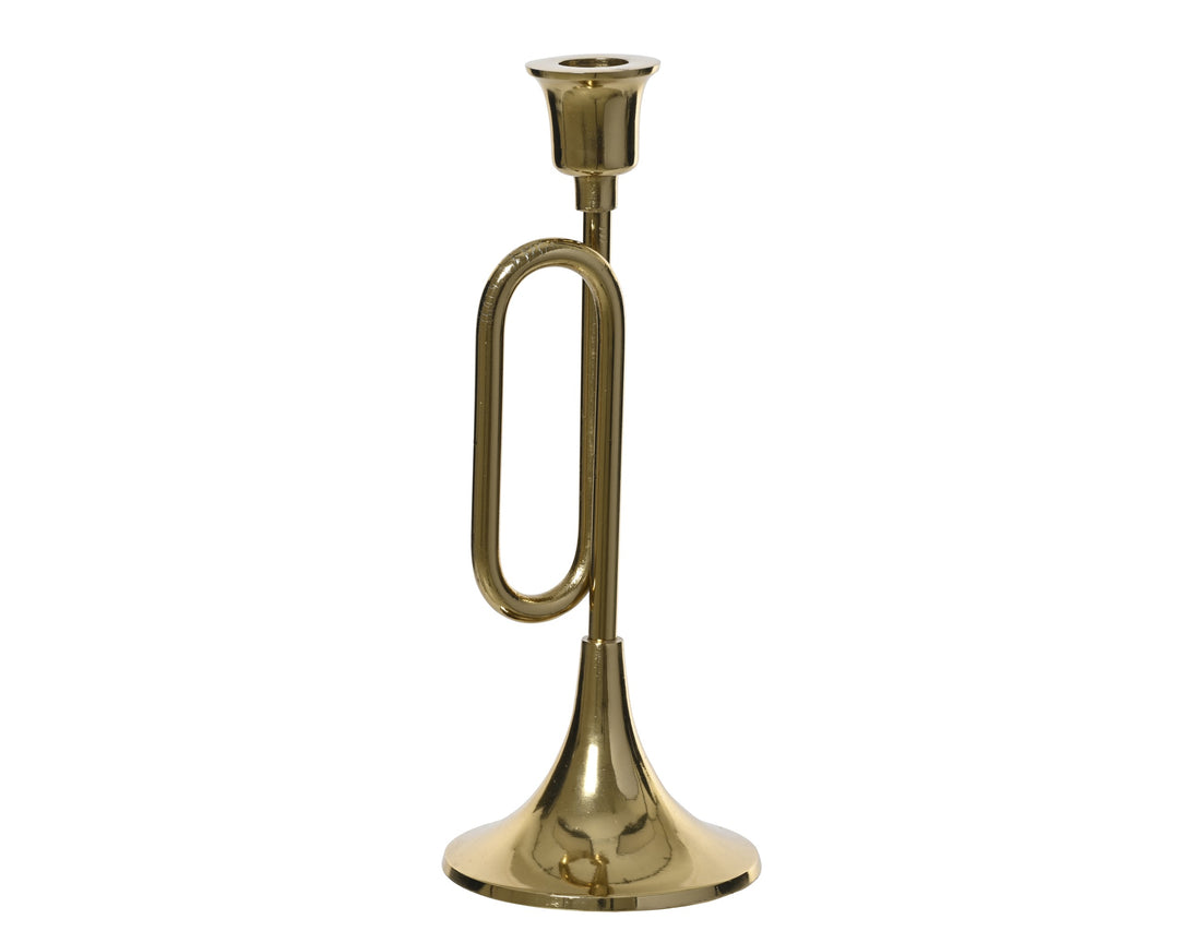 Candleholder aluminium gold gold L.10cm x W.10cm x H.27cm