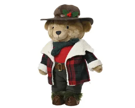 Bear polyester standing bear red L.20cm x W.25cm x H.45cm