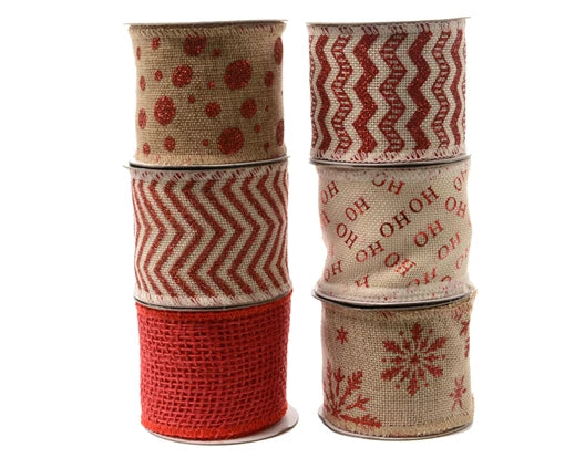 Ribbon jute 6ass red/colour(s) L.270cm x W.6cm x H.0.01cm
