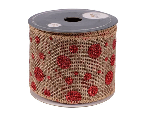 Ribbon jute 6ass red/colour(s) L.270cm x W.6cm x H.0.01cm