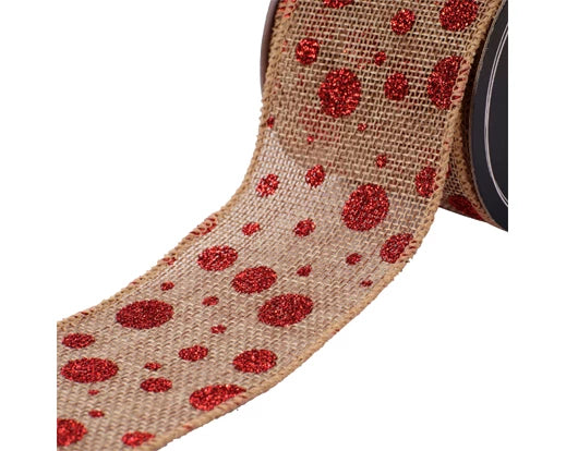Ribbon jute 6ass red/colour(s) L.270cm x W.6cm x H.0.01cm