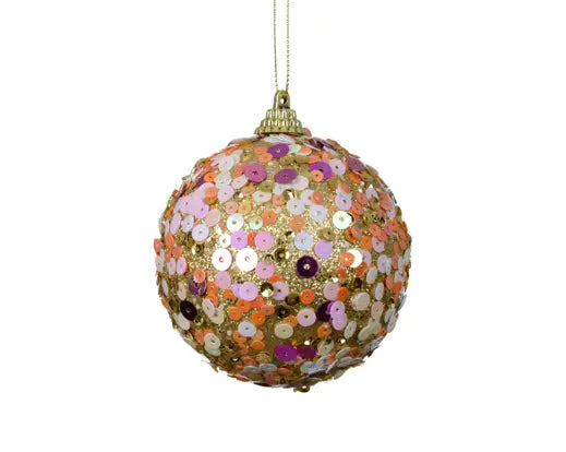 Bauble foam sequin gold/colour(s) D.8cm