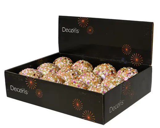 Bauble foam sequin gold/colour(s) D.8cm