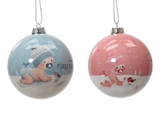 Bauble on wire polyfoam shiny baby assorted D.8cm
