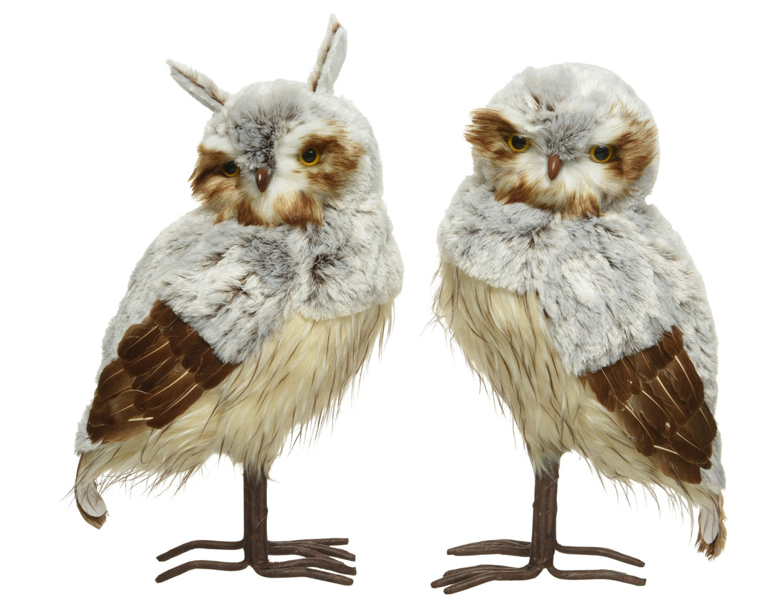 Owl polyester feathers brown L.22cm x W.29cm x H.50cm