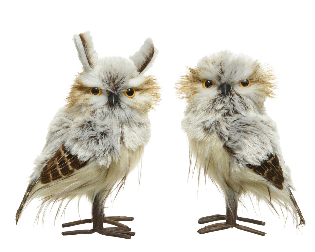 Owl polyester feathers 2ass brown/colour(s) L.12cm x W.13cm x H.23cm