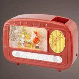 LED water spinner plastic radio steady BO indoor  red/warm white L.6.3cm x W.22cm x H.15.5cm