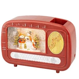 LED water spinner plastic radio steady BO indoor  red/warm white L.6.3cm x W.22cm x H.15.5cm