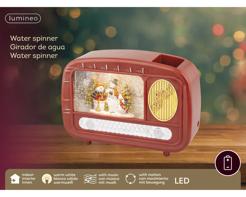 Led Water Spinner Plastic Radio Steady Bo Indoor  Red/Warm White L.6.3Cm X W.22Cm X H.15.5Cm - Christmas Lights - Windyridge Garden Centre