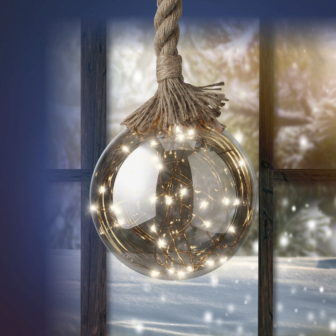Micro LED ball steady Battery-operated indoor smokey/classic warm D.14cm