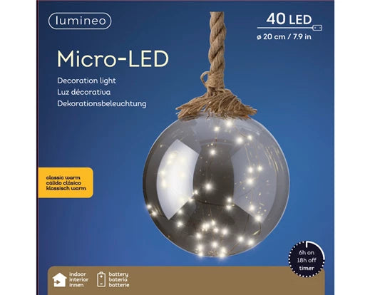 micro LED ball w rope dia20x80cm-40L WW