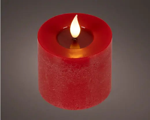 LED realistic wick candle wax pit on top w resin fire flame effect Battery-operated indoor red/warm white D.7.5cm x H.9.5cm