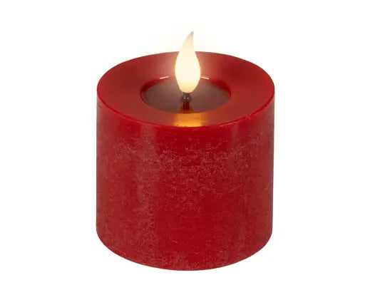LED realistic wick candle wax pit on top w resin fire flame effect Battery-operated indoor red/warm white D.7.5cm x H.9.5cm