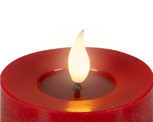 LED realistic wick candle wax pit on top w resin fire flame effect Battery-operated indoor red/warm white D.7.5cm x H.9.5cm
