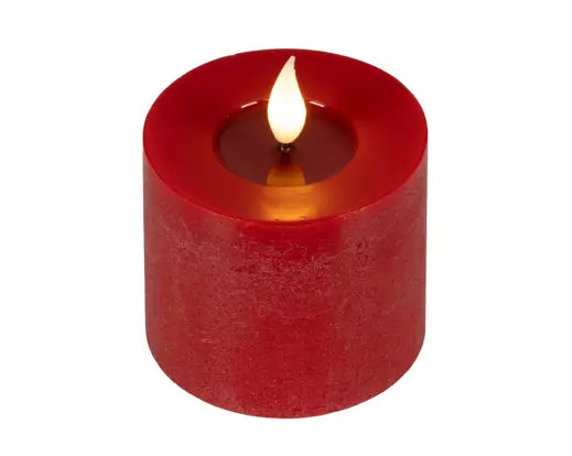 LED realistic wick candle wax pit on top w resin fire flame effect Battery-operated indoor red/warm white D.7.5cm x H.9.5cm