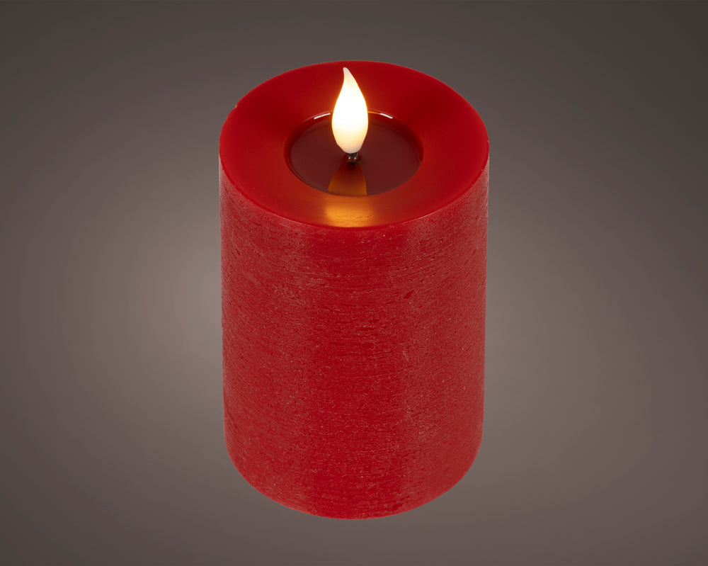 LED realistic wick candle wax pit on top w resin fire flame effect Battery-operated indoor red/warm white D.7.5cm x H.13.5cm