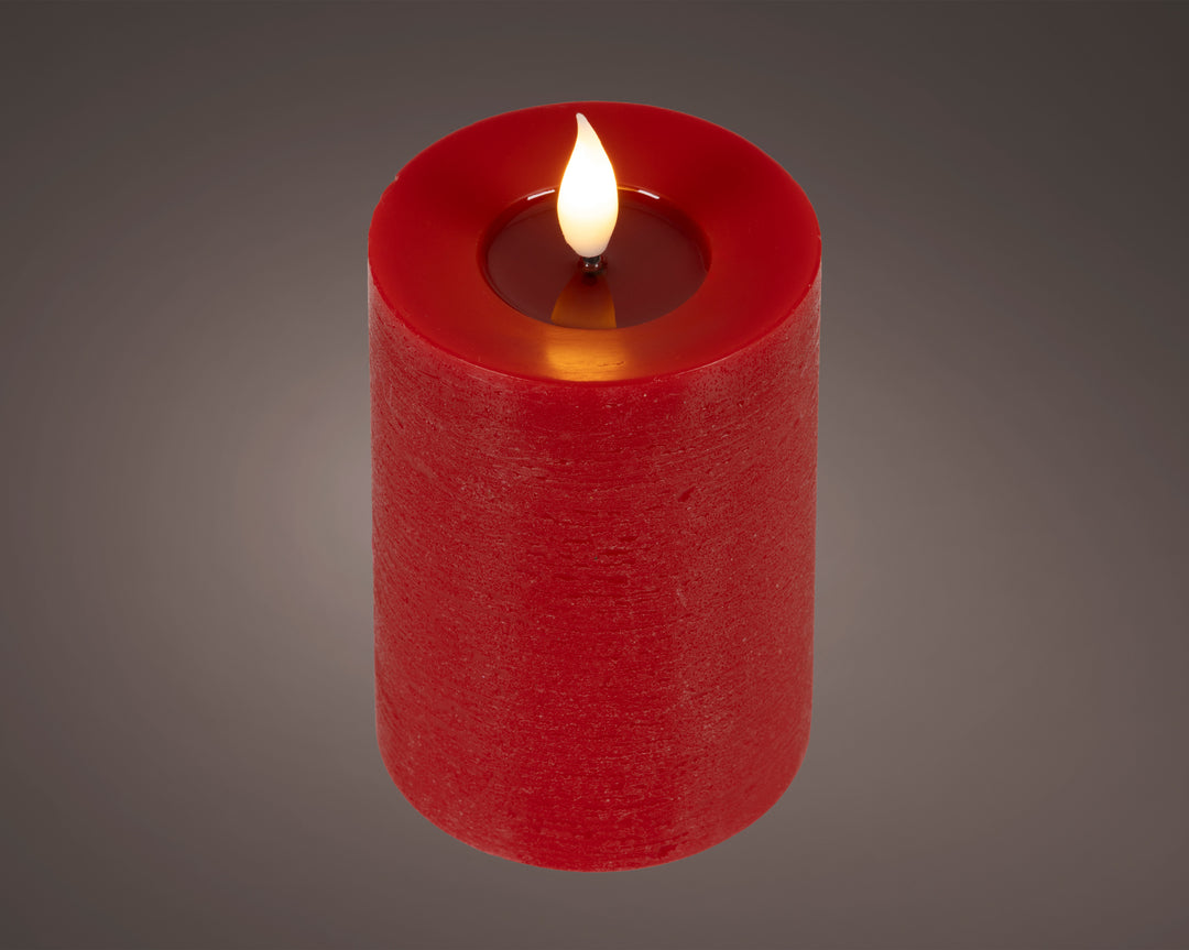 LED realistic wick candle wax pit on top w resin fire flame effect Battery-operated indoor red/warm white D.7.5cm x H.13.5cm