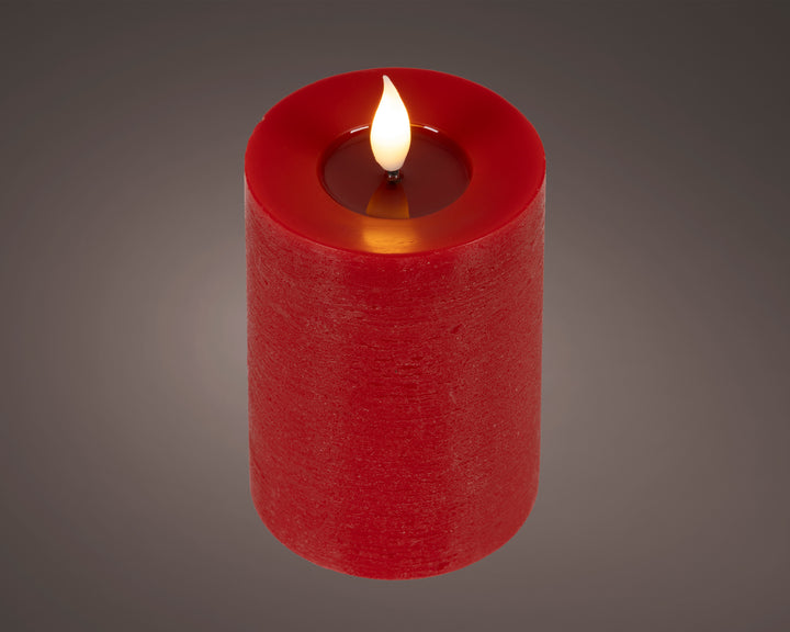 LED realistic wick candle wax pit on top w resin fire flame effect Battery-operated indoor red/warm white D.7.5cm x H.13.5cm