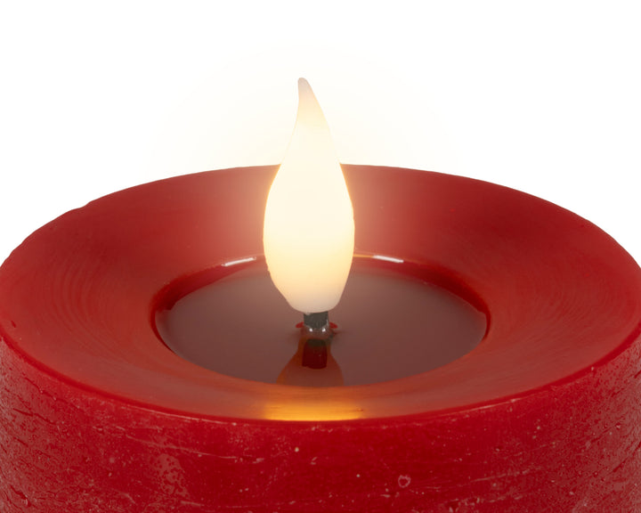 LED realistic wick candle wax pit on top w resin fire flame effect Battery-operated indoor red/warm white D.7.5cm x H.13.5cm