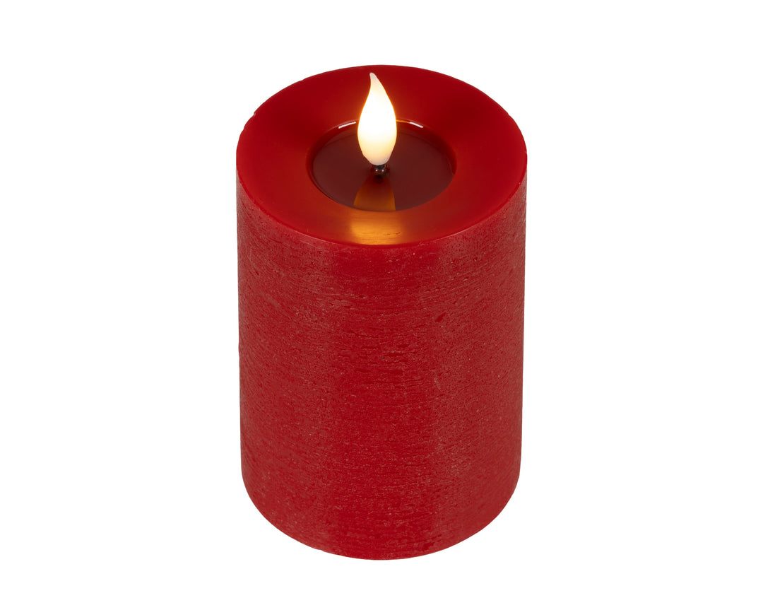 LED realistic wick candle wax pit on top w resin fire flame effect Battery-operated indoor red/warm white D.7.5cm x H.13.5cm