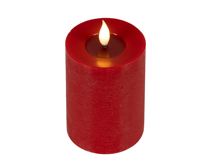 LED realistic wick candle wax pit on top w resin fire flame effect Battery-operated indoor red/warm white D.7.5cm x H.13.5cm