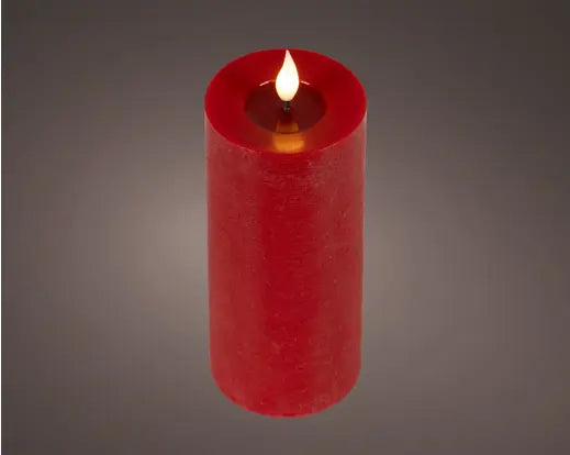 LED realistic wick candle wax pit on top w resin fire flame effect Battery-operated indoor red/warm white D.7.5cm x H.20cm
