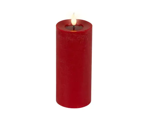 LED realistic wick candle wax pit on top w resin fire flame effect Battery-operated indoor red/warm white D.7.5cm x H.20cm