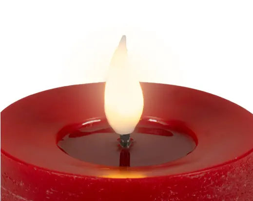 LED realistic wick candle wax pit on top w resin fire flame effect Battery-operated indoor red/warm white D.7.5cm x H.20cm