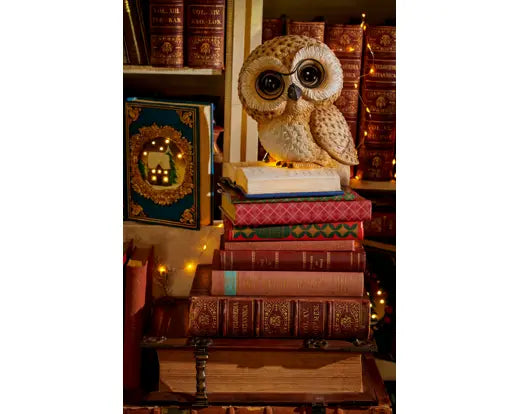 LED owl polyresin steady BO indoor brown/warm white L.18cm x W.21.5cm x H.24.5cm