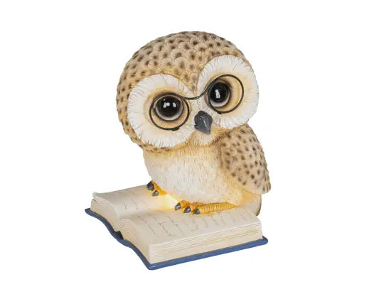 LED owl polyresin steady BO indoor brown/warm white L.18cm x W.21.5cm x H.24.5cm