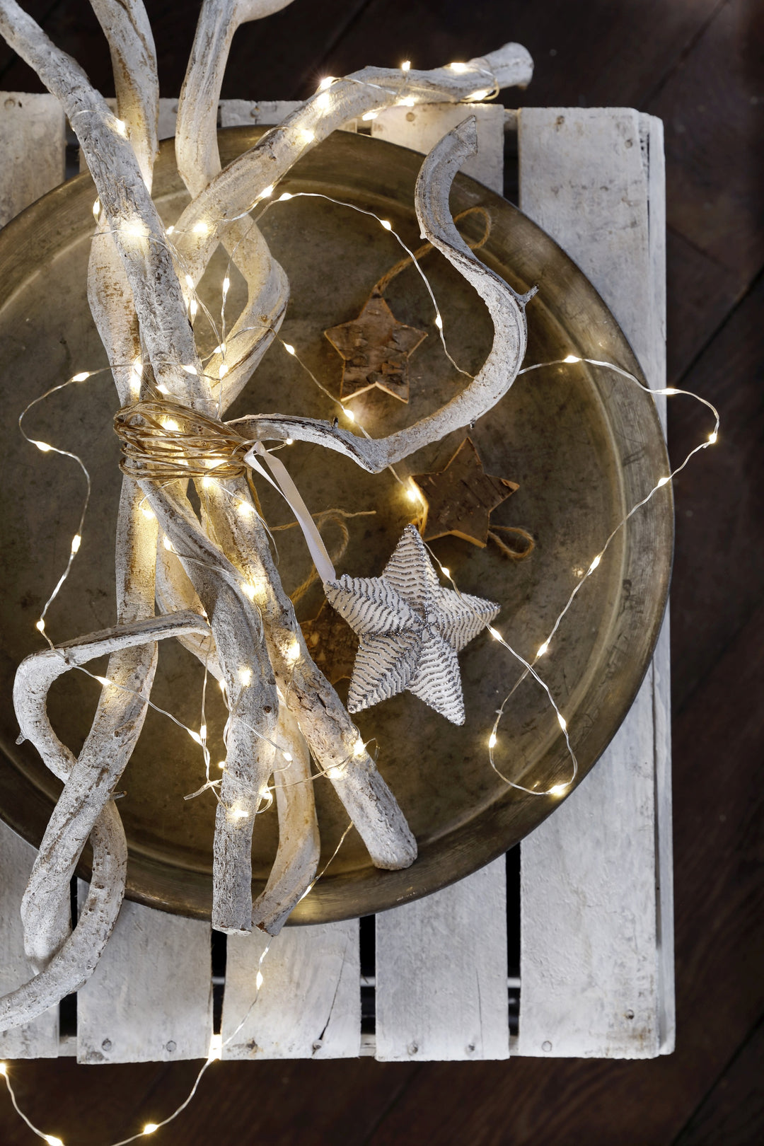 Micro LED stringlights steady Battery-operated indoor silver/warm white L.295cm