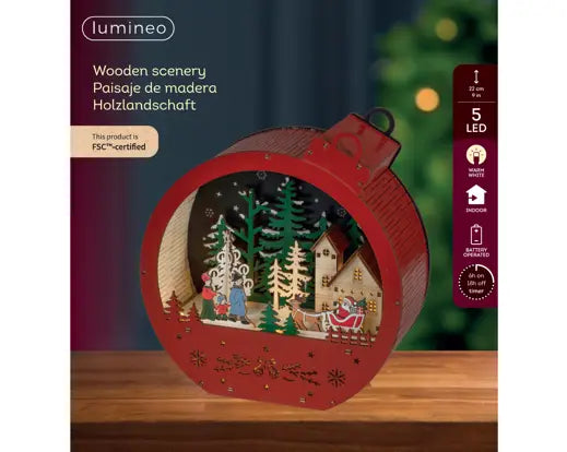 LED scenery plywood steady Battery-operated indoor fsc 100% colours/warm white L.9cm x W.21.5cm x H.22.5cm