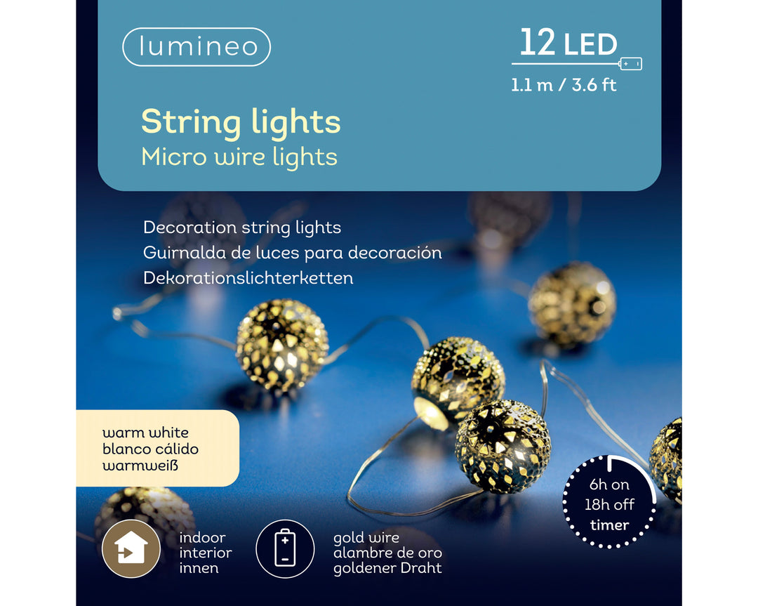 Micro LED deco string lights L110cm - silver/warm white