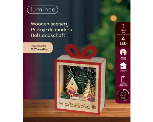 LED scenery plywood steady Battery-operated indoor fsc 100% colours/warm white L.8.5cm x W.16cm x H.22.7cm
