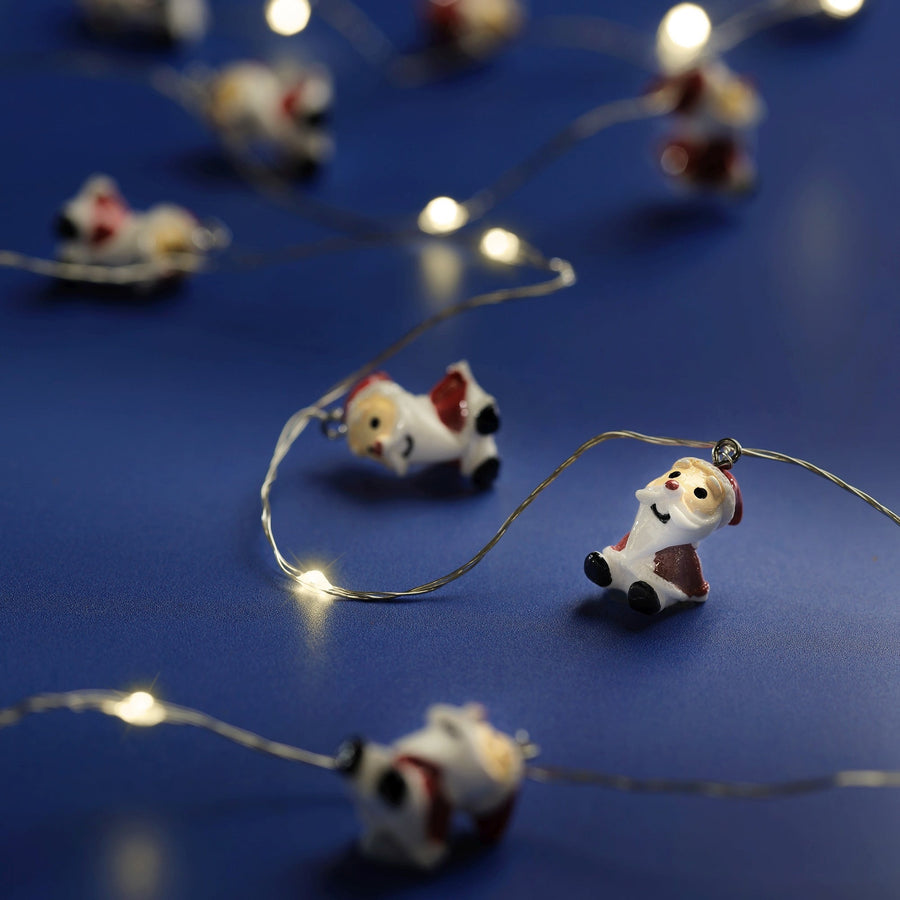 Battery-operated micro LED decorative string lights, silver wire, warm white, 1.9m