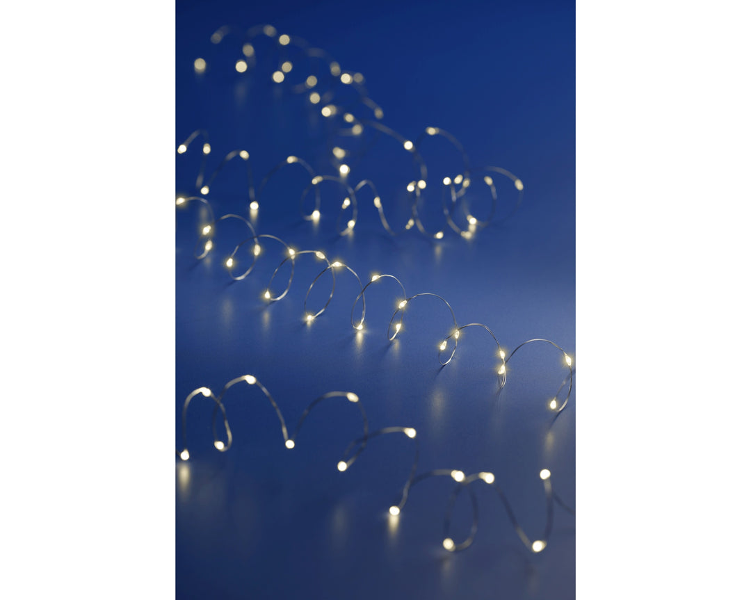 Micro LED Stringlights Steady Battery-Operated Indoor Silver/Warm White L.495cm