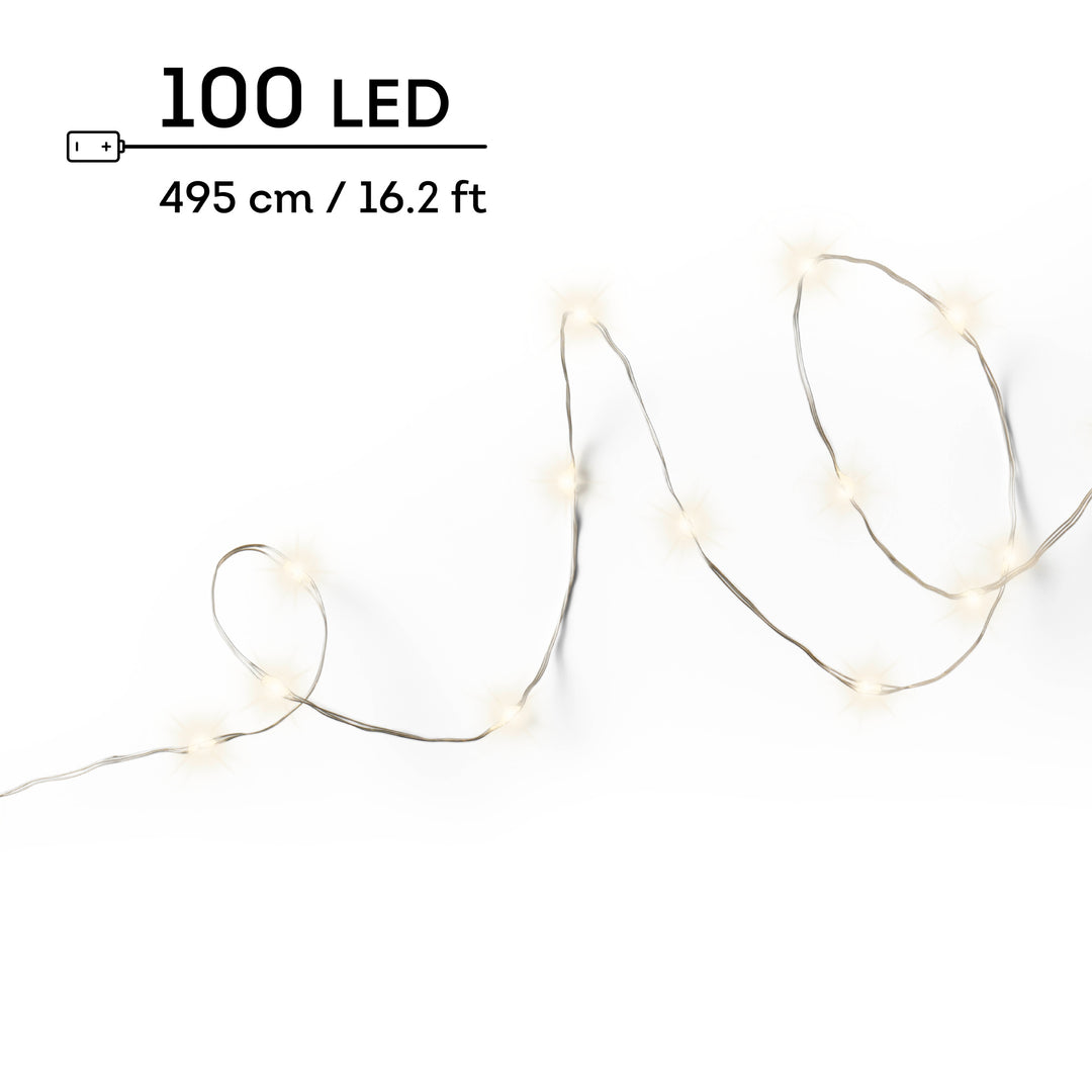 Micro LED stringlights steady Battery-operated indoor silver/warm white L.495cm