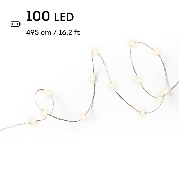 Micro LED stringlights steady Battery-operated indoor silver/warm white L.495cm