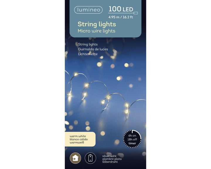 Micro LED Stringlights Steady Battery-Operated Indoor Silver/Warm White L.495cm