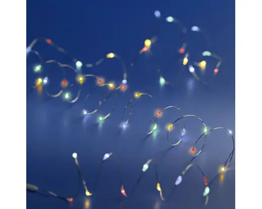 Micro LED stringlights steady BO indoor silver/multi L.495cm