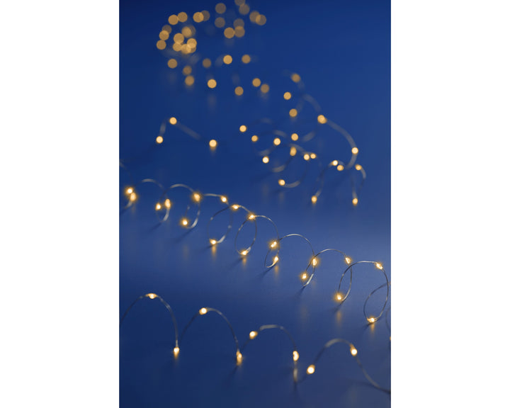 Micro LED Stringlights Steady Battery-Operated Indoor Silver/Classic Warm L.495cm