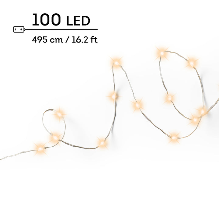 Micro LED stringlights steady Battery-operated indoor silver/classic warm L.495cm