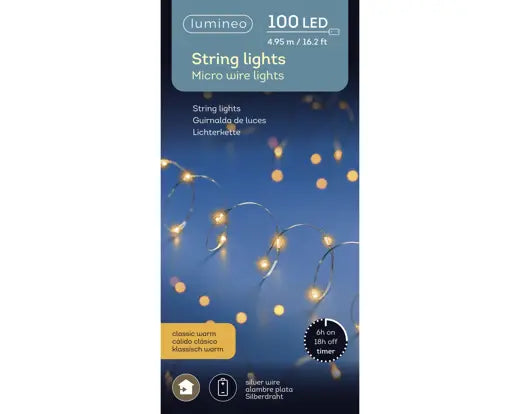 Micro LED stringlights steady BO indoor silver/Classic warm