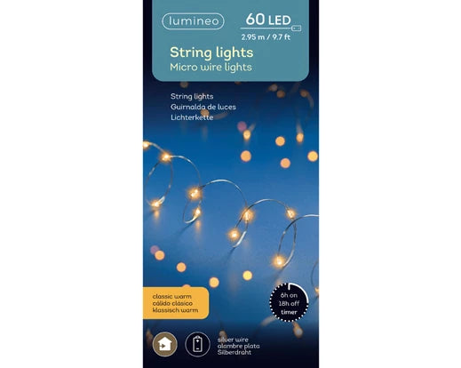 Micro LED stringlights steady BO indoor silver/classic warm L.295cm