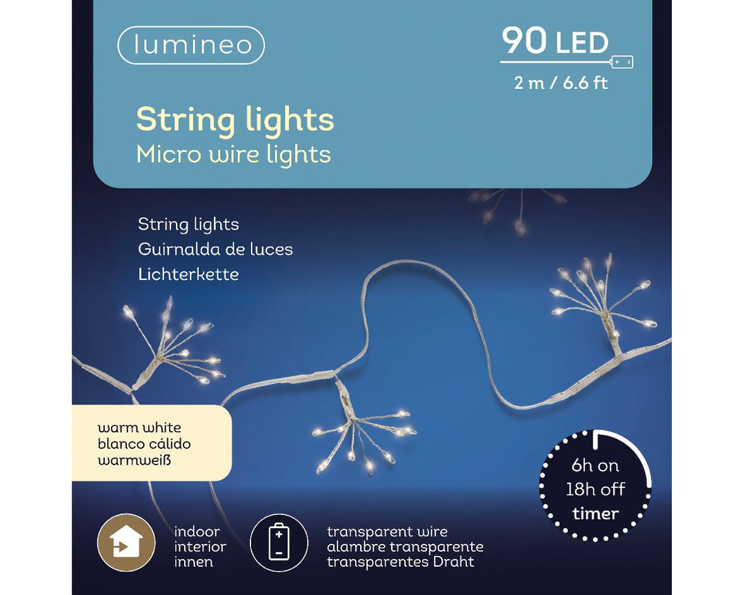 Micro Led Stringlights Steady Bo Indoor Silver/Warm White L.200Cm - Christmas Lights - Windyridge Garden Centre
