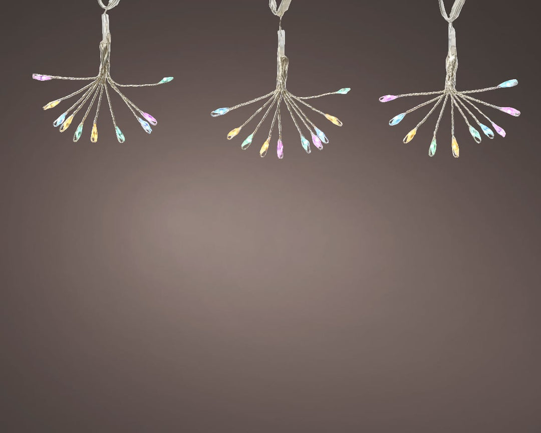 Battery-operated micro LED string lights, silver wire, soft multi-colour, 2m, alternate view