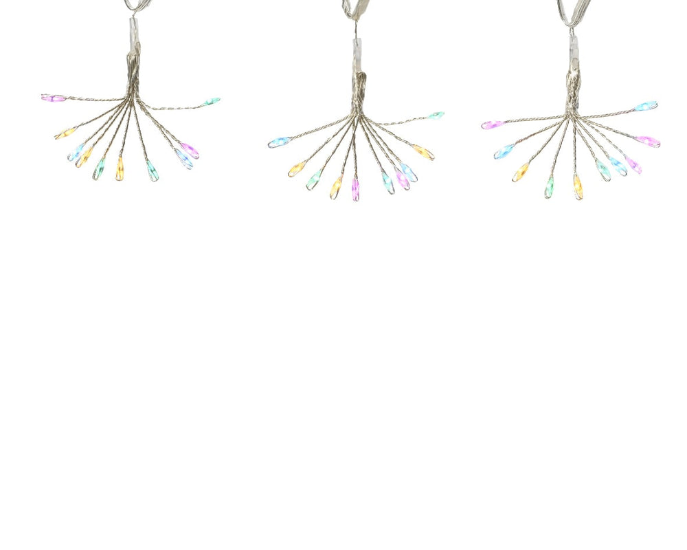 Battery-operated micro LED string lights, silver wire, soft multi-colour, 2m, alternate view