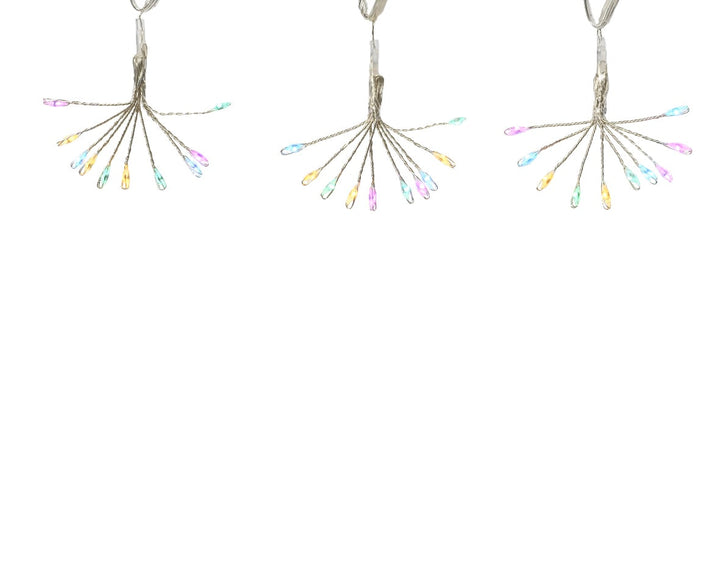 Battery-operated micro LED string lights, silver wire, soft multi-colour, 2m, alternate view