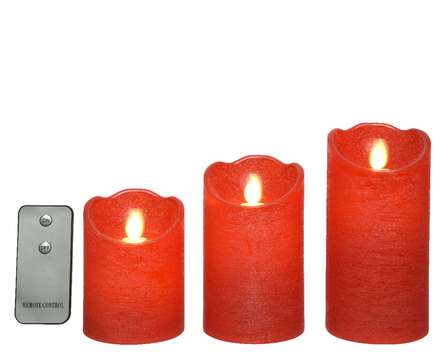 Led Waving Candle Wax Wave Top Bo Indoor Mix Christmas Red/Warm White D.7.5Cm X H.15Cm - Christmas Lights - Windyridge Garden Centre