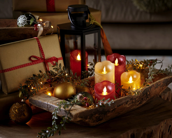 Led Waving Candle Wax Wave Top Bo Indoor Mix Christmas Red/Warm White D.7.5Cm X H.15Cm - Christmas Lights - Windyridge Garden Centre